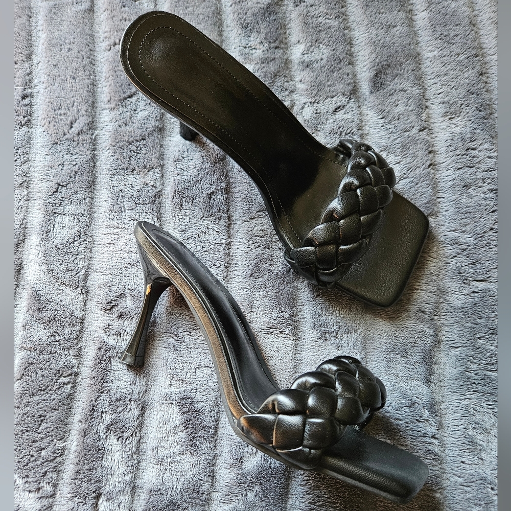 Braided Strap Heels - Black